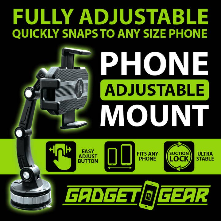 Novelty Brands - Wholesale Phone/Tablet Stand - Gadget Gear Suction Based Adjustable Phone Mount - 4/Display8