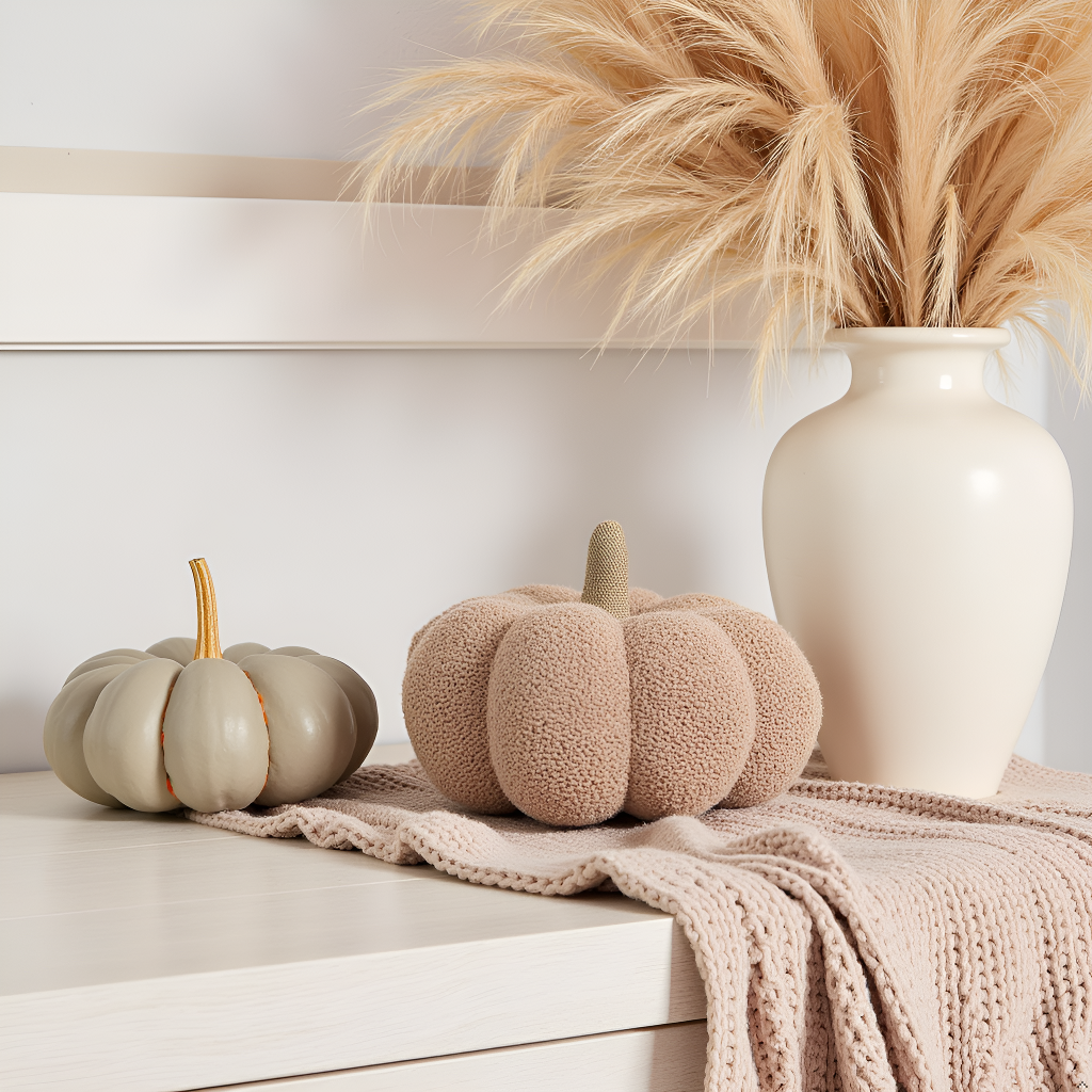 Pearhead - Wholesale Throw/Decorative Pillow - Beige Sherpa Pumpkin Pillow, Fall Decor6