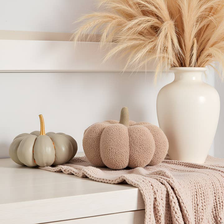 Pearhead - Wholesale Throw/Decorative Pillow - Beige Sherpa Pumpkin Pillow, Fall Decor6