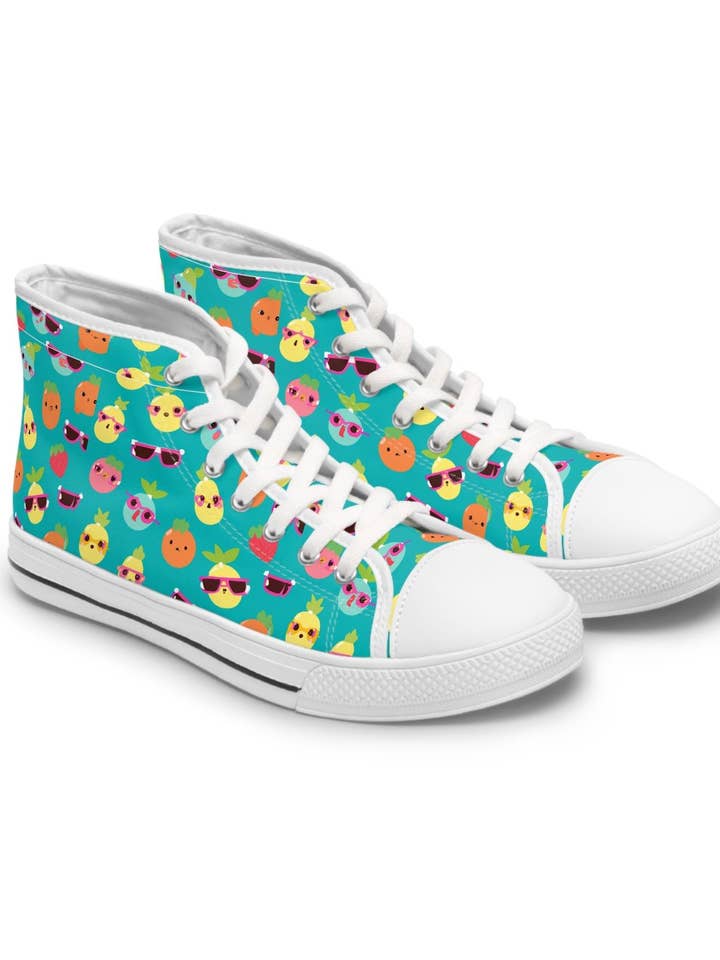 Women's Cute Summer Fruits High Top Sneakers, Fruit Pattern Shoes Fun and Playful Sneakers for wholesale by Encore2wo