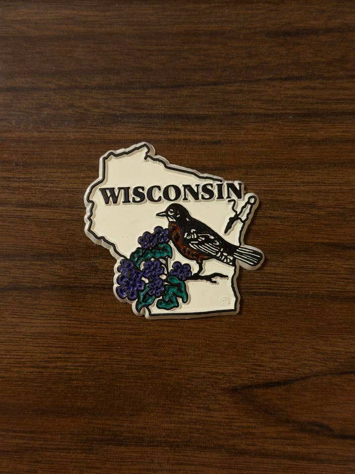 Vintage Wisconsin Rubber Magneet (Amerikaanse Roodborst) voor wholesale door 5801 Print House