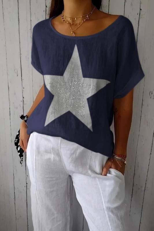 Fashion Combination - Wholesale Blouse - Women's - starlight linen tee3