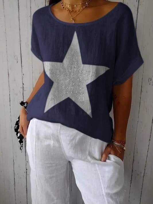 Fashion Combination - Wholesale Blouse - Women's - starlight linen tee3