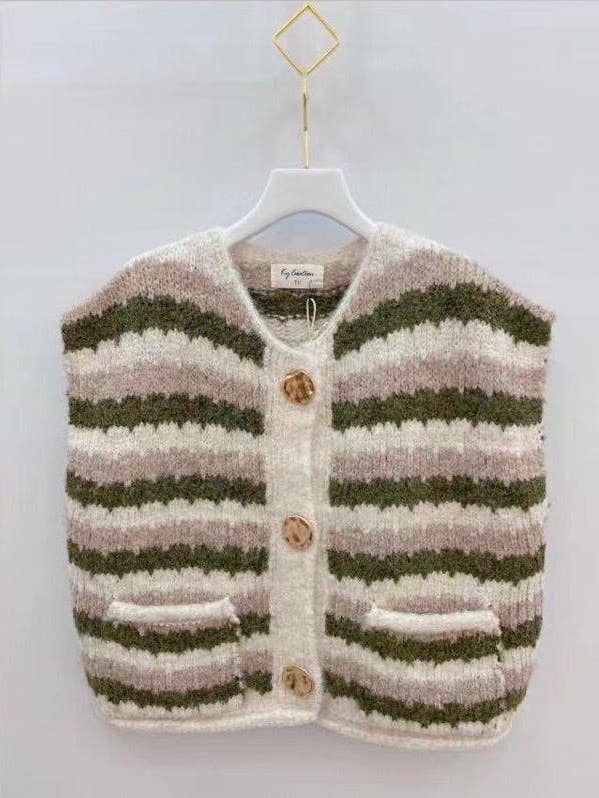 Gilet sans manches en maille à rayures pour la vente par KY CREATION PARIS