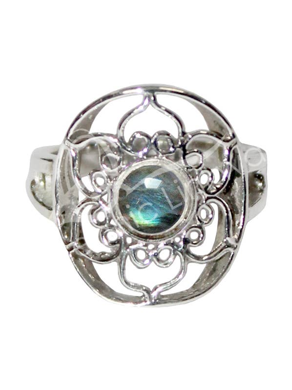 (PC)ARGENTO STERLING - ANELLO, REGOLABILE LOTUS LABRADORITE per la vendita all'ingrosso da parte di Oceanic Linkways Inc