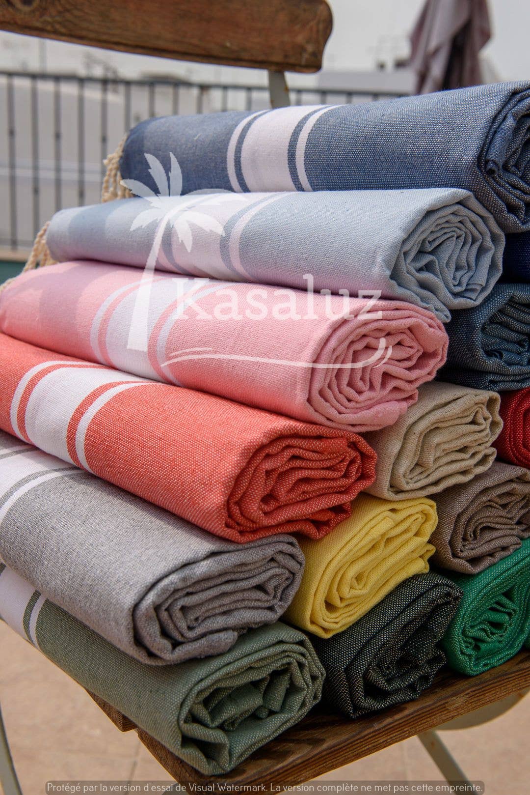 KASALUZ - Wholesale Beach Towel - Authentic Fouta Sage Green Flat Weave 100% Cotton4