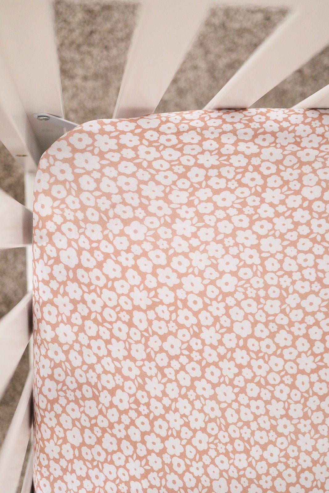 Harp Angel Boutique - Wholesale Cot/Crib Sheets - Bamboo Fitted Crib Sheet - Mocha Ditsy Floral2