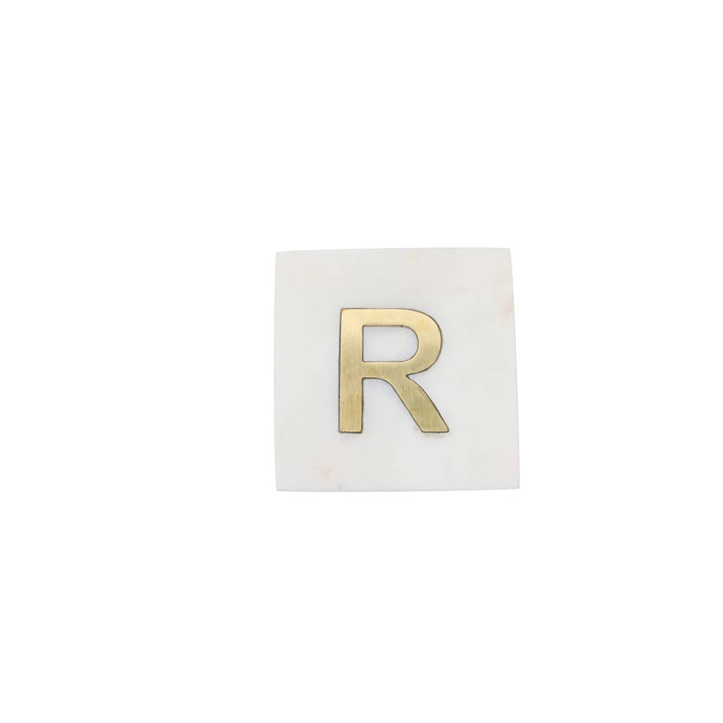 Be Home - Wholesale Coasters - Verona Marble Monogram Coasters Set of 4 - Letter R3