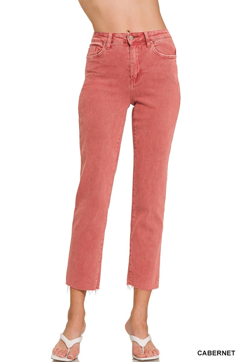 42POPS – wholesale Jeans - Dam – SI-26532 Syra Tvättade Högmidjade Croppade Raka Byxor20