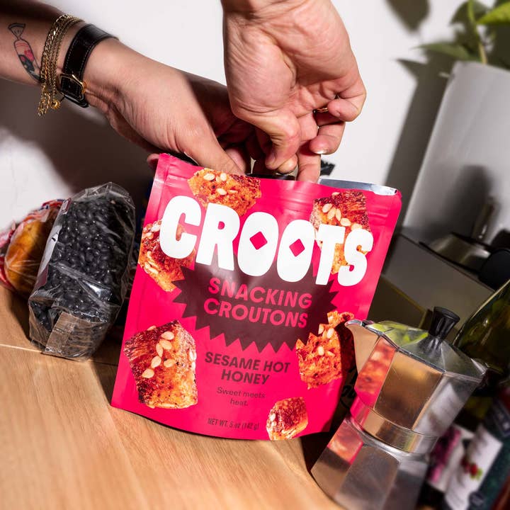 Croots - Wholesale Crackers - Sesame Hot Honey: Snackable Sourdough Croutons7