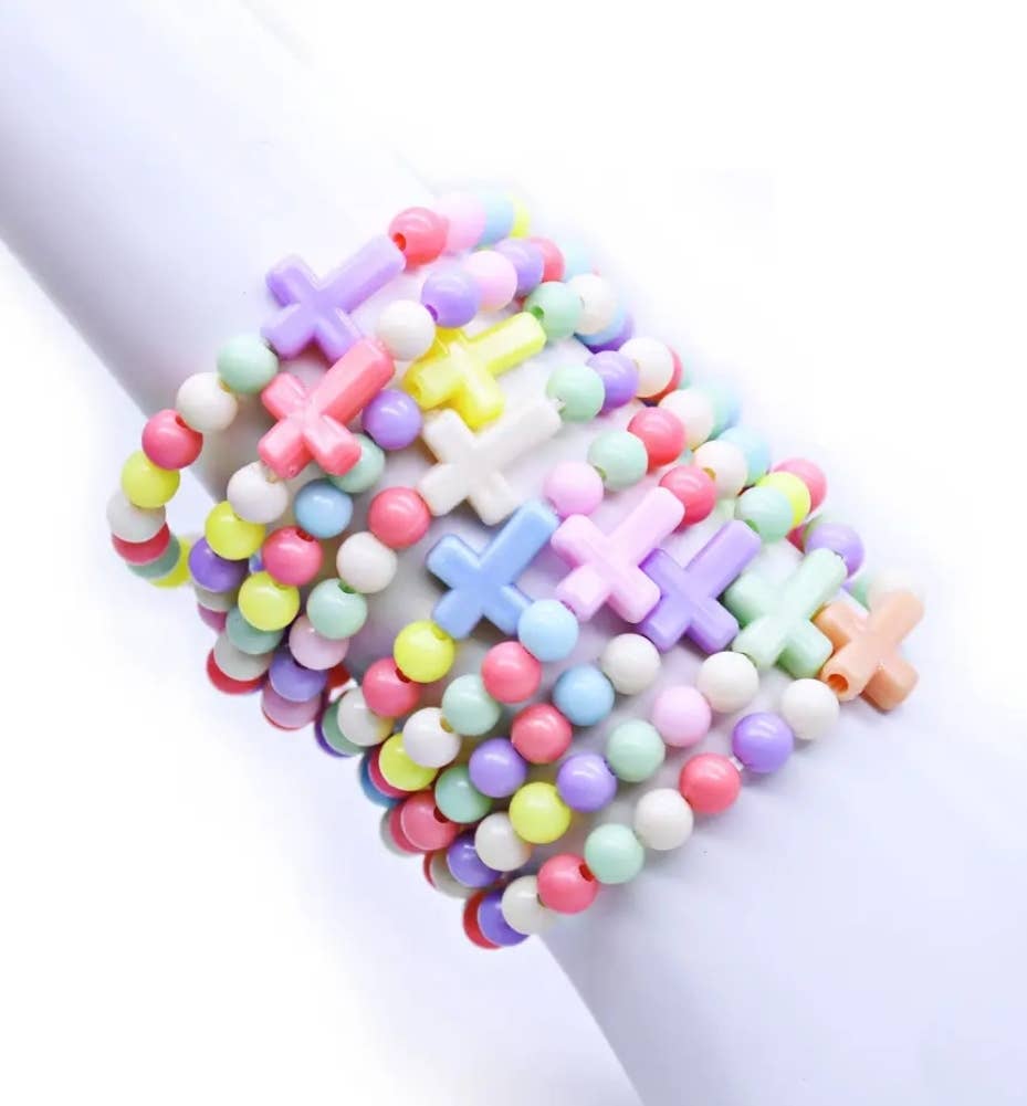 2 Greeks Inc - Wholesale Beaded Bracelet - Kids - Children’s Colorful Cross Bracelet1
