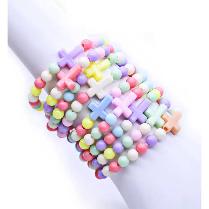 2 Greeks Inc - Wholesale Beaded bracelet – Kids - Children’s Colorful Cross Bracelet1