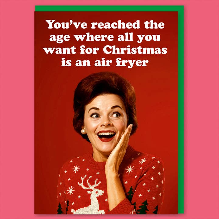 Christmas air fryer Greeting Card for wholesale by Dean Morris Cards