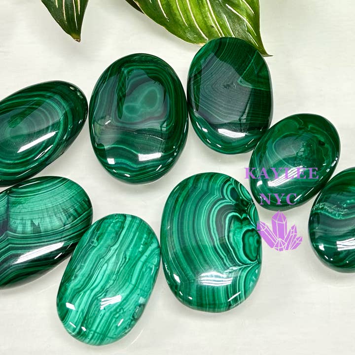KayleeNYC - Wholesale Spiritual Stone/Crystal - 1 lb Natural Malachite Palm Stone Crystal Nice Quality
