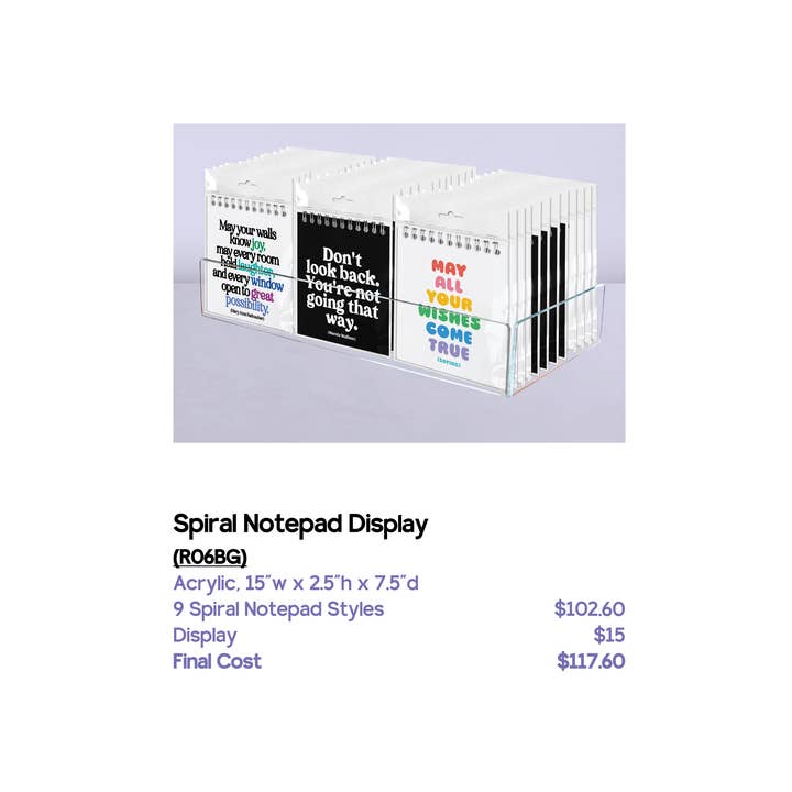 Quotable - Wholesale Retailer Display - Accessories - Displays - R06BG - Fold-Up Bags or Spiral Notepads Tray2