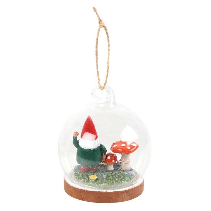 Something Different Wholesale - Wholesale Ornament - Gnome Glass Dome Hanging Decoration3