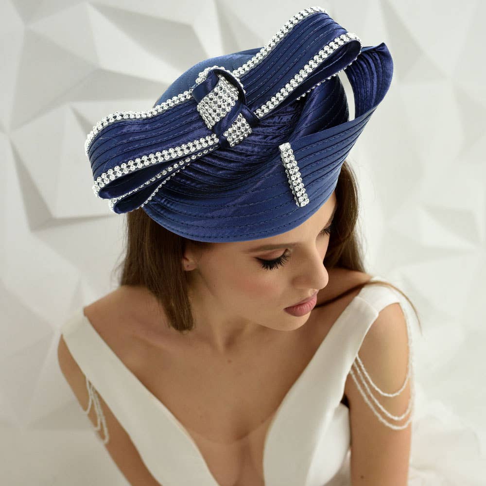 Sensibling Corp. - Wholesale Fascinator Hat - Women's - Rhinestone Rim Bow Church Dressy Hat
6