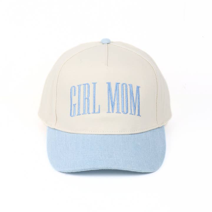 GIRL MOM embroidery Two Tone 5 Panel Baseball Cap for wholesale by David And Young