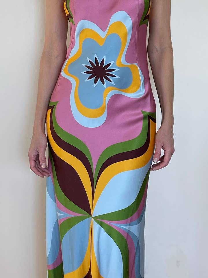 Robe rétro pour femme en soie italienne Mode 38 pour la vente par Trisha Paterson Collection