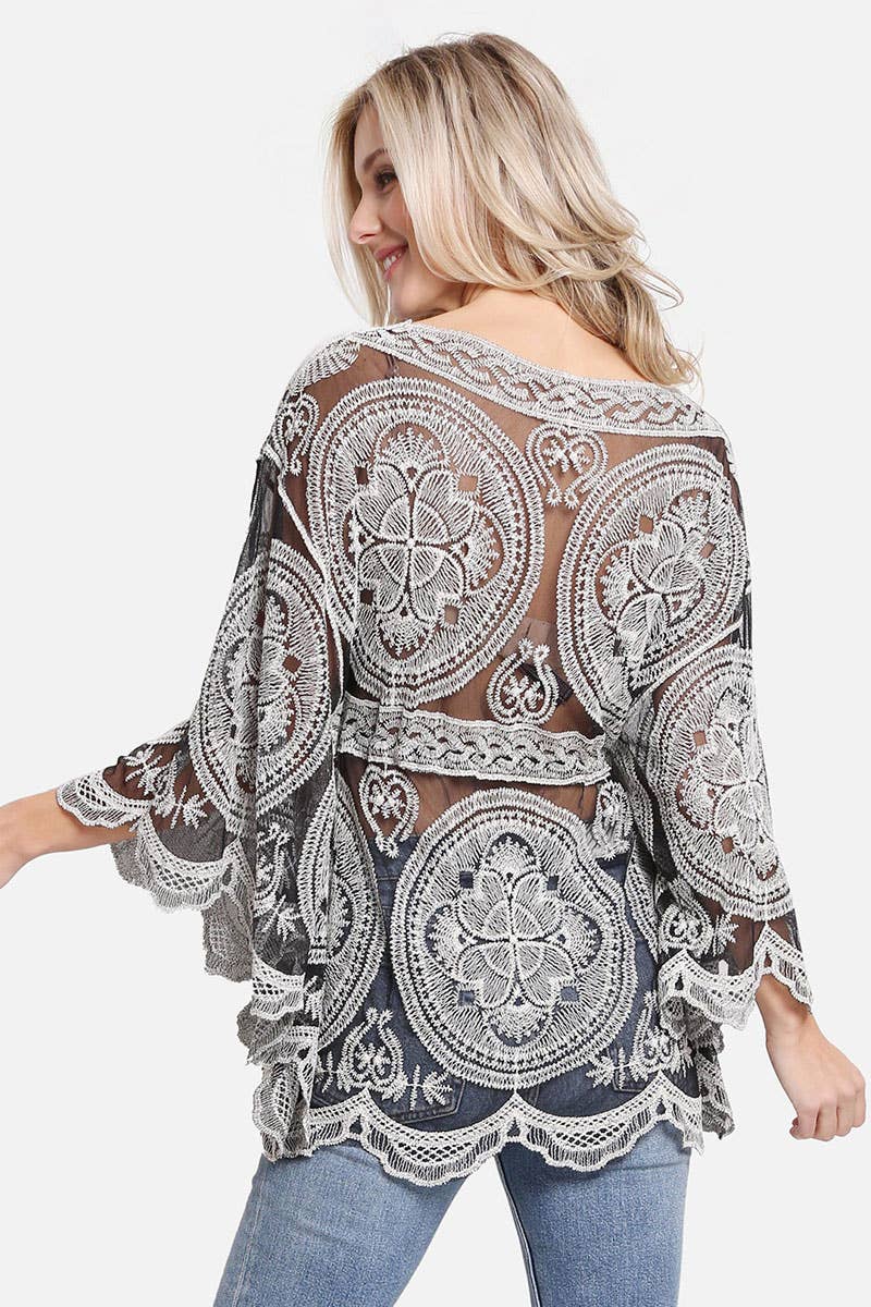 Fashion City - Wholesale Swim Cover Up - Women's - Women's Floral Pattern Drawstring Cover Up1