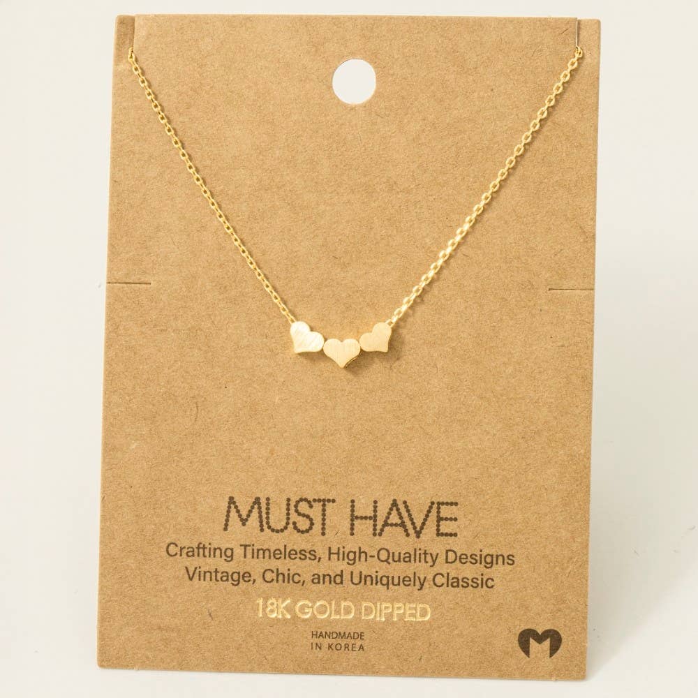 Fame Accessories - Wholesale Pendant/Charm Necklace - Three Dainty Hearts Necklace1