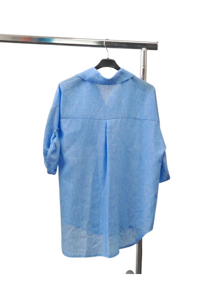 Superbia – wholesale Buttoned-down shirt – Women's – Italian One Size Full Button Linen Shirt Blouse with Pocket3