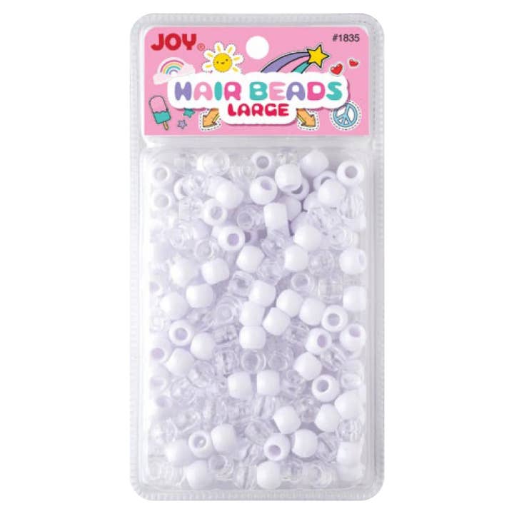 Joy Large Hair Beads 240Ct White & Clear for wholesale by Annie International, Inc.