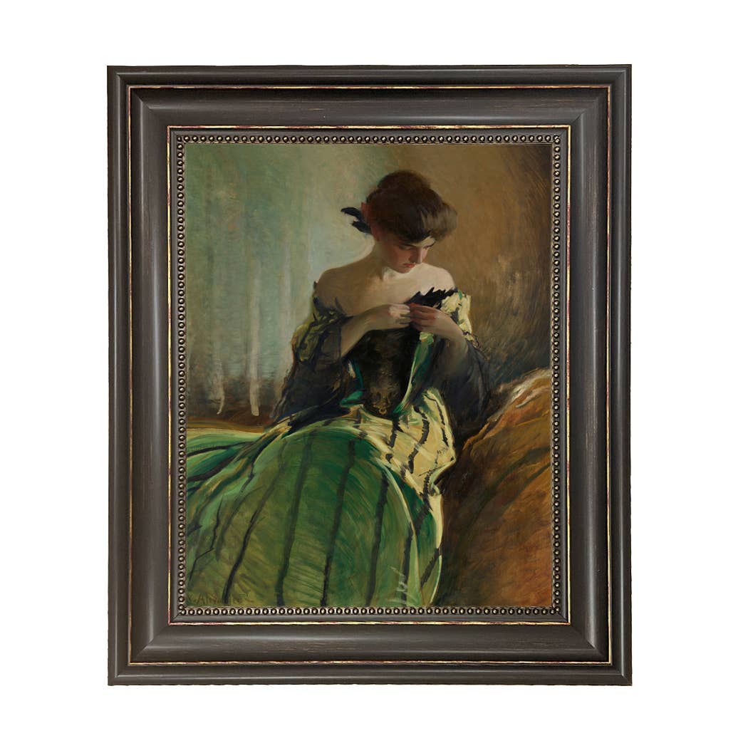 Madison Bay Co. - Historical Home Decor Reproductions - Vendita all'ingrosso Stampa artistica - Stampa su Tela Vintage di Donna in Abito Nero e Verde17