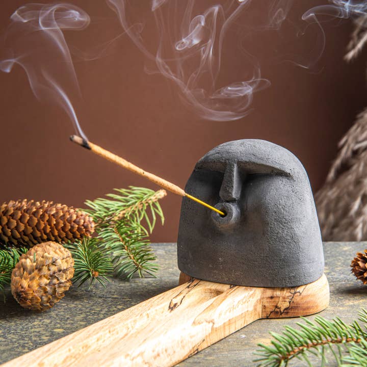 Troy Touch – wholesale Incense holder – Stone Face Incense Stick Holder GRANDE Stone Head5