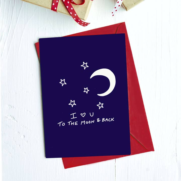Big Moods - Wholesale Love Card - I Love U To The Moon and Back Card