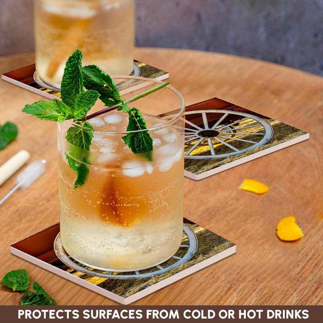 3dRose - Wholesale Coasters - 3dRose, Washington State, Palouse. Old wagon wheels from local wheat farms., Coaster2