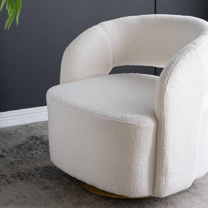 A&B Home Group Inc. - Wholesale Chair - 26.5x29.5x29.5" Cream Swivel Barrel Chair with Raised Back1