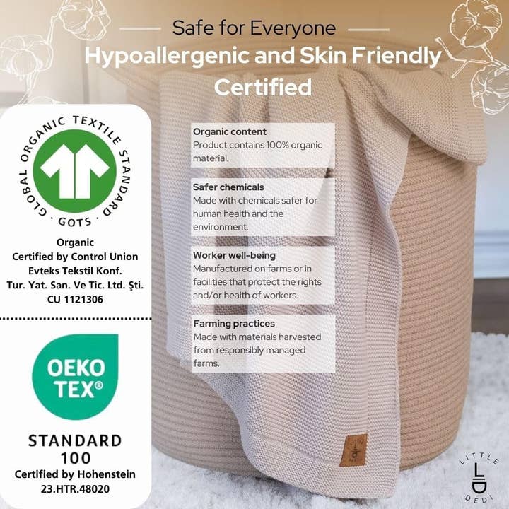 Little Dedi Knitted Blanket Alina 80x100cm - Stone for wholesale on Faire4