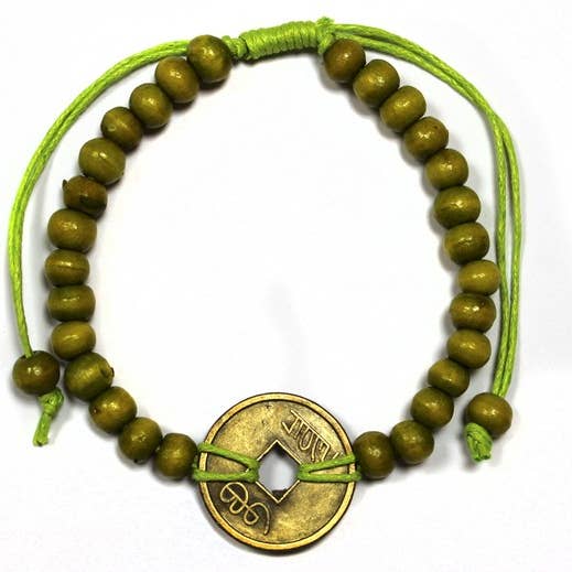 Ancient Wisdom - Wholesale Beaded Bracelet - Good Luck Feng-Shui Bracelets - Lime Green