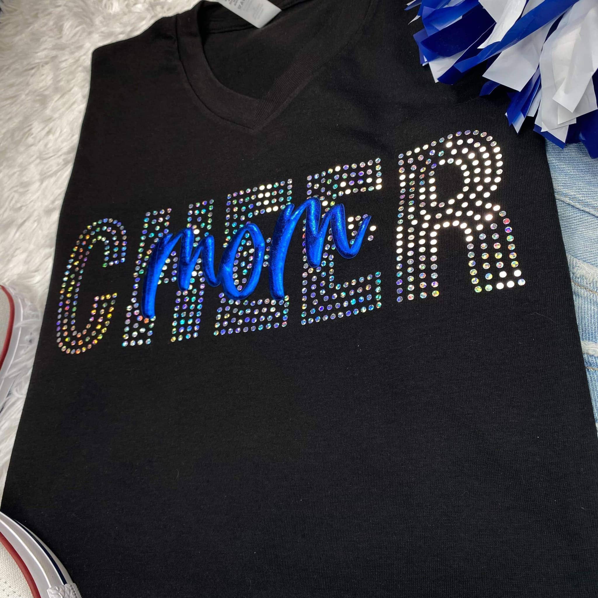 MidWest Tees - Wholesale T-Shirt - Women's - Cheer Mom Block Script Spangle Puff2