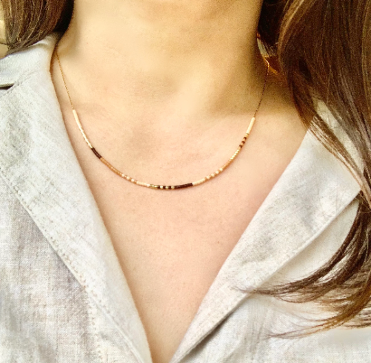 Ocean Breakup - Wholesale Beaded/Pearl Necklace - Rich Neutral Seed Bead Necklace2