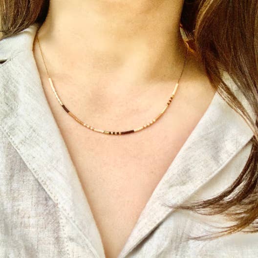 Ocean Breakup - Wholesale Beaded/Pearl Necklace - Rich Neutral Seed Bead Necklace2