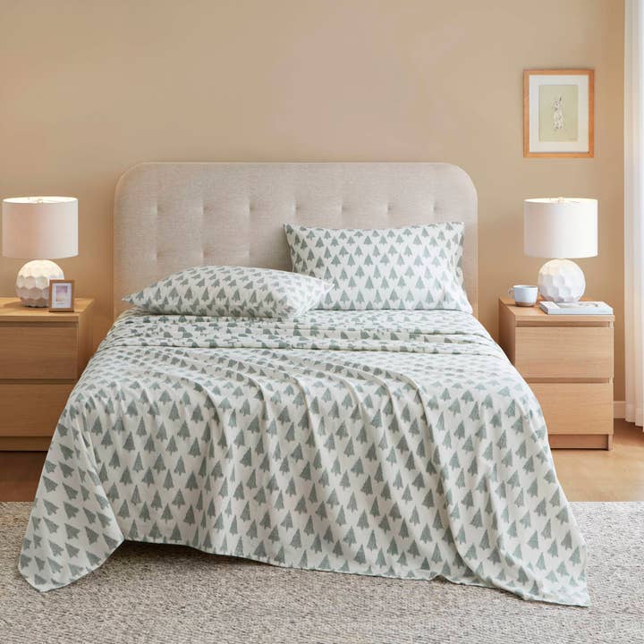 Olliix - Wholesale Sheet Set - Flannel Cotton Print Sheet Set, Ikat tree1