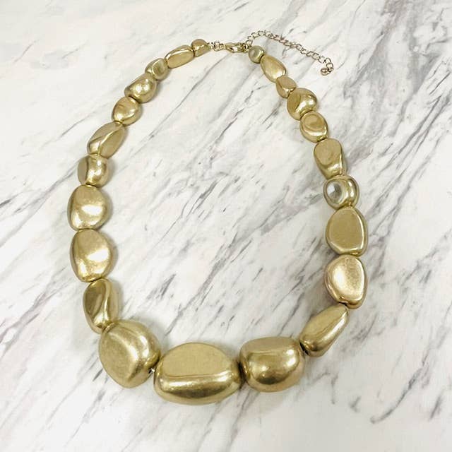 Anita K By Blushing Pink - Wholesale Beaded/Pearl Necklace - Burnished Gold Nugget Necklace1