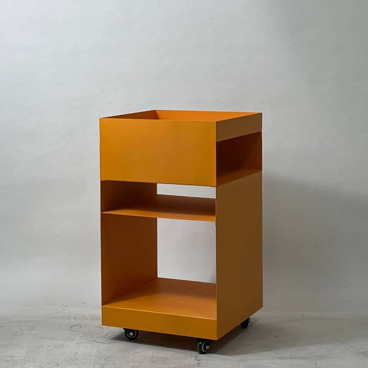 hide+seek SUPPLY CO - Wholesale Side Table - Quad Rolling Side Table/Cart-orange