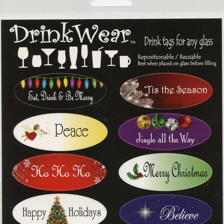 Etiquetas reutilizables para bebidas de Holiday Designs para venta al por mayor de The Wine Steward LLC