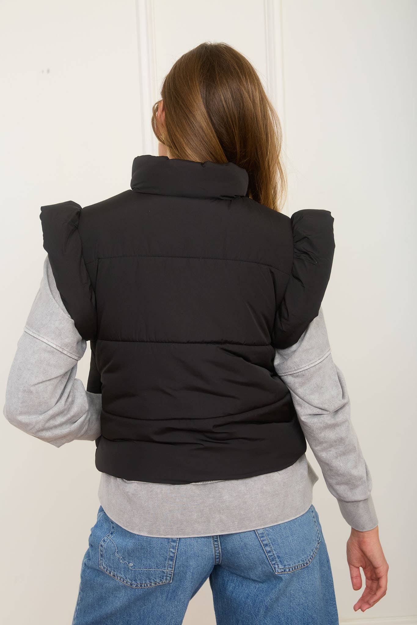 Blu Pepper - Wholesale Vest - Dames - PUFFERBODYWARMER MET RITS EN STRIKDETAILS EN VLEUGELMOUWEN (PRE-ORDER)26