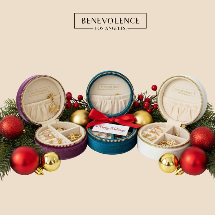 Plush Velvet Round Jewelry Box for wholesale by Benevolence LA