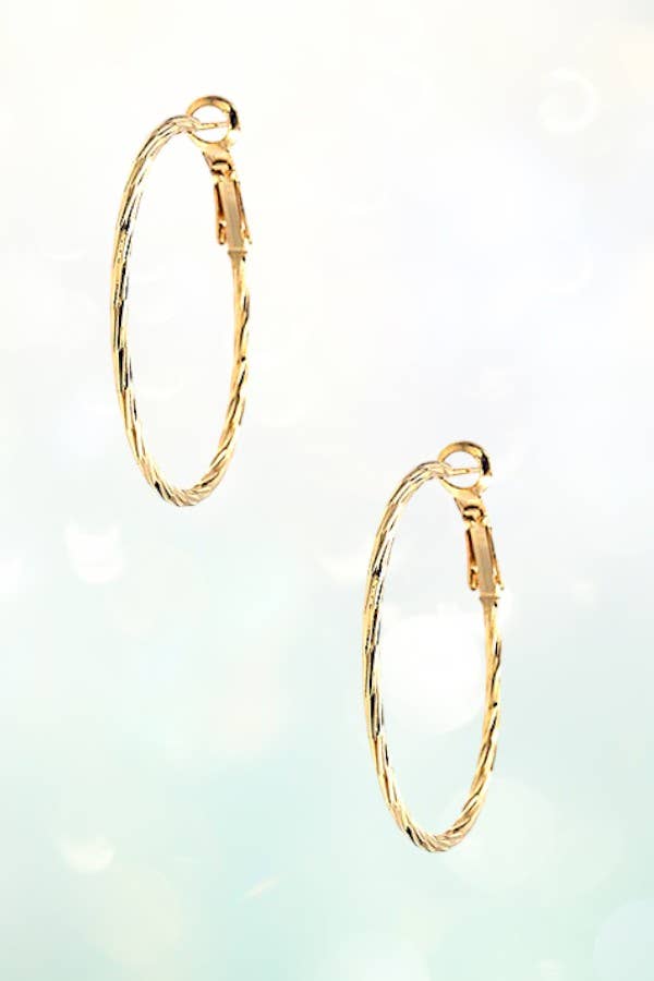 Andrea Bijoux - Wholesale Hoop Earrings - LINE TWIST DETAIL HOOP EARRING1