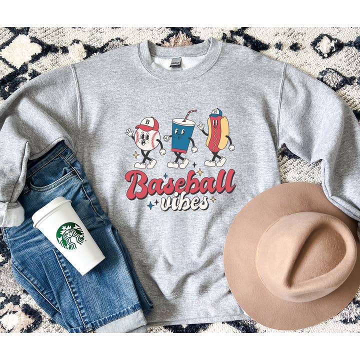 Retro Baseball Vibes Sweatshirt for wholesale by G&D Creations