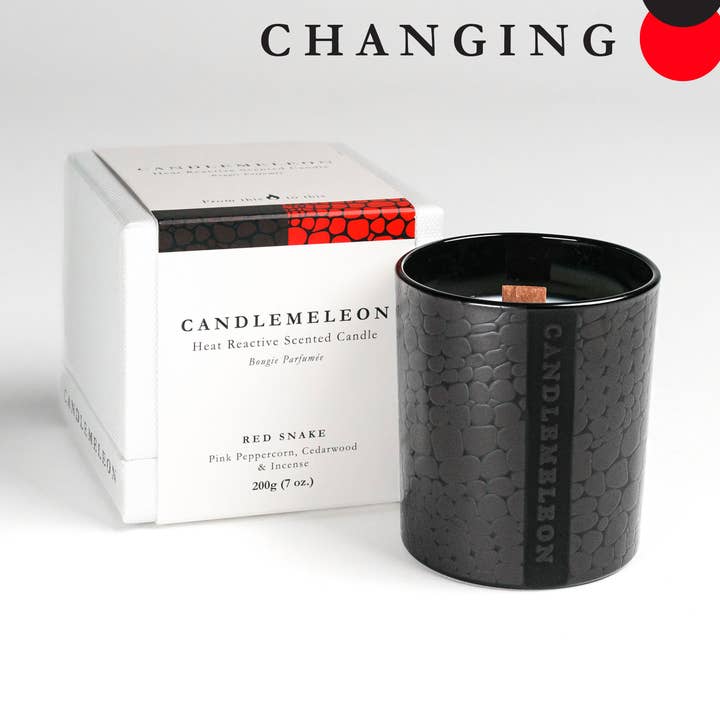 CANDLEMELEON - Wholesale Jar/Filled Candle - RED SNAKE - Colour Changing Soy Woodwick Scented Candle0