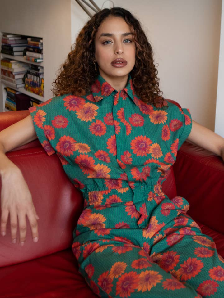 Agou Red Daisy Print Jumpsuit for wholesale by IN OUR NAME