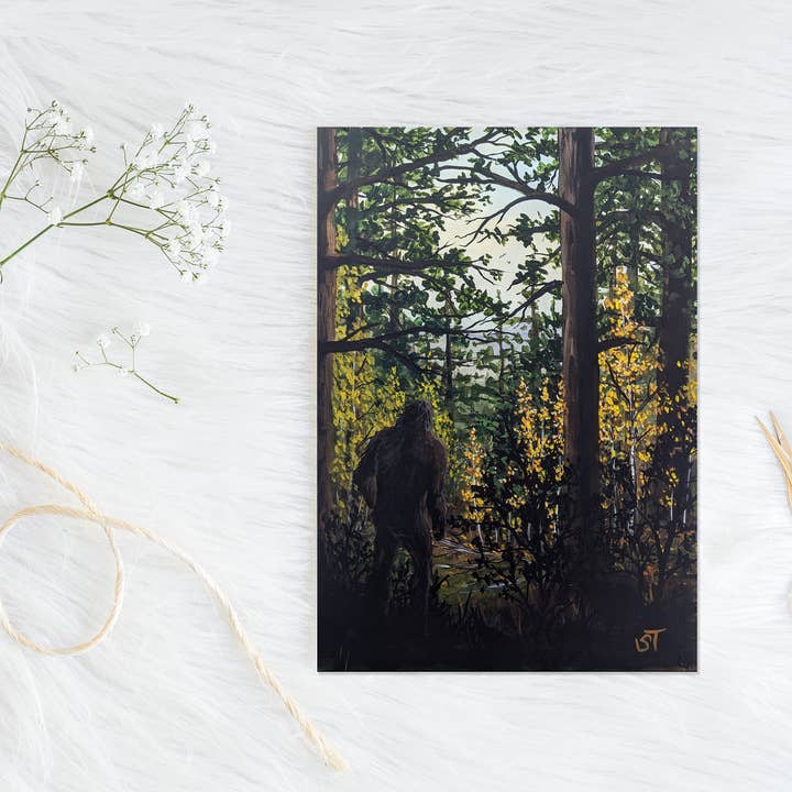 Sasquatch Wenskaart - Fijnkunst Notitiekaart voor wholesale door Sarah Terrell Illustration & Design