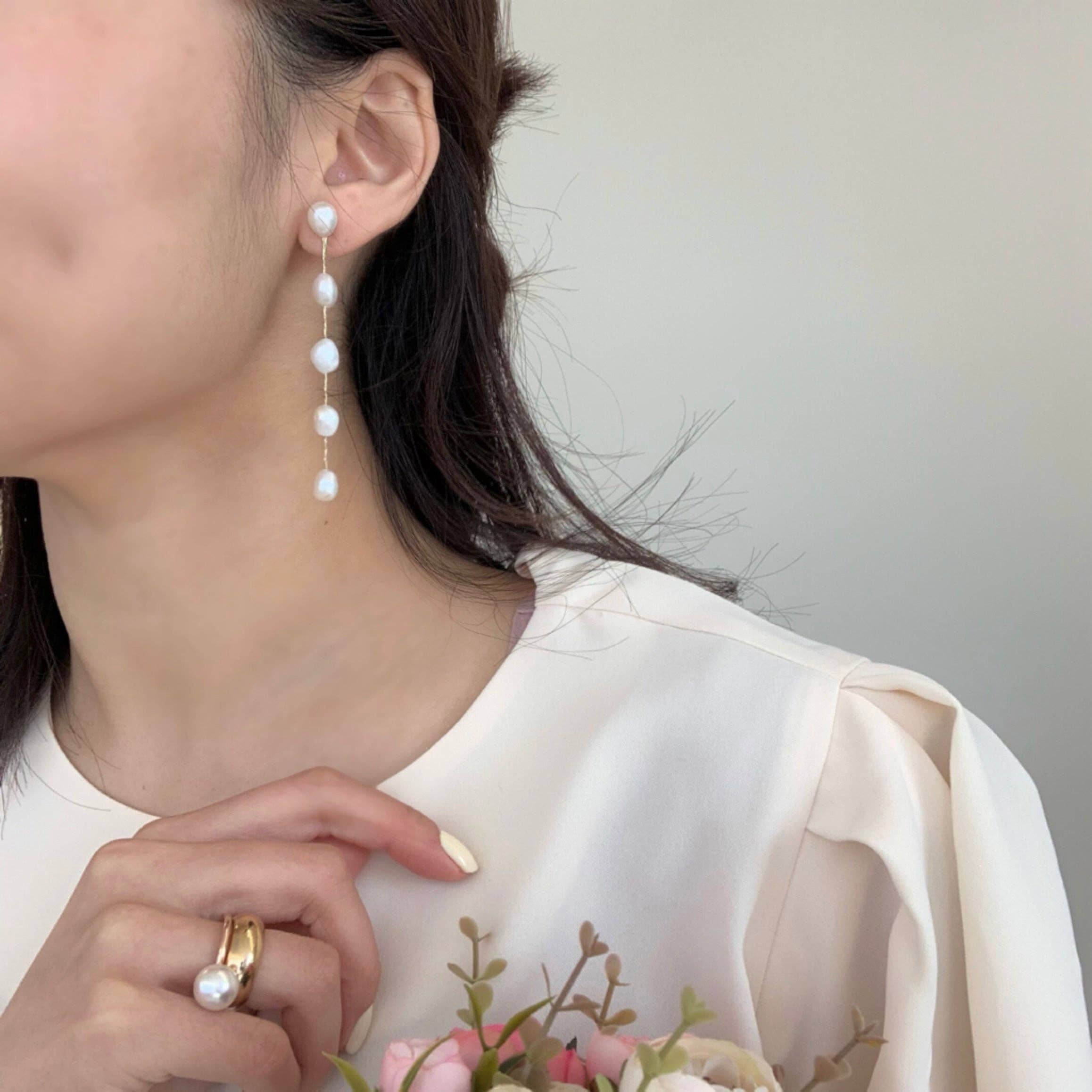 MARMELO - Wholesale Hangende/ronde oorbellen - Lineaire oorbellen met lange druppeltjes in zoetwatercultuur1