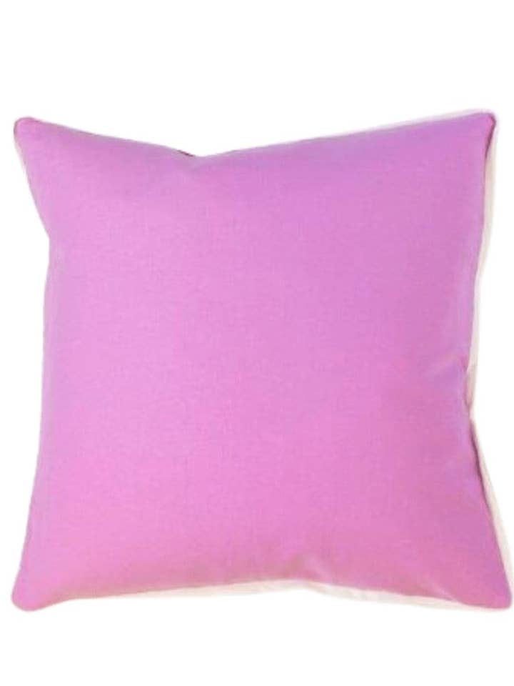 orchid pink lavender solid with white trim cloth 16" x 16" pillow covers for wholesale by Hen House Linens